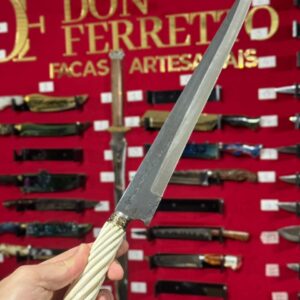 Lâmina de carbono 1070 Cabo torneado de osso bovino e Zamak 12” polegadas 4mm espessura